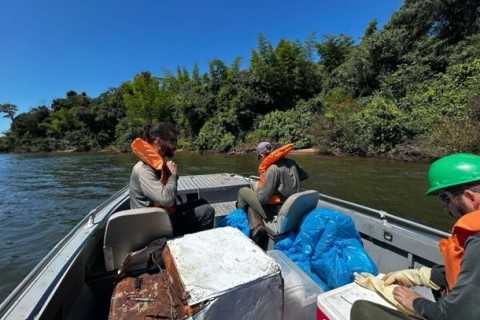 Operação de limpeza na região das Cataratas recolhe 140 quilos de resíduos.