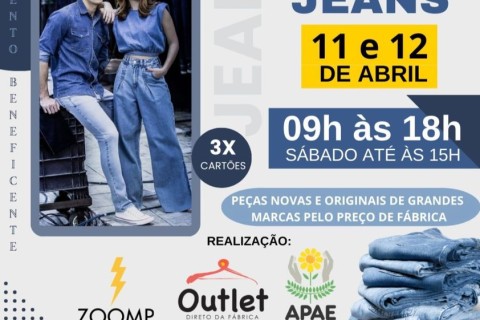 Outlet do Jeans da APAE terá grandes marcas com descontos de até 80%.